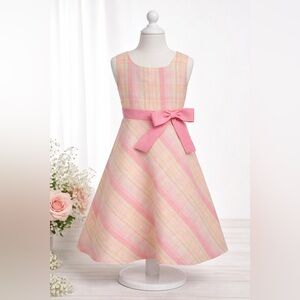 Specialty Girl Pastel Pink Green Plaid Spring Party Easter Bow Dress Girls 4T